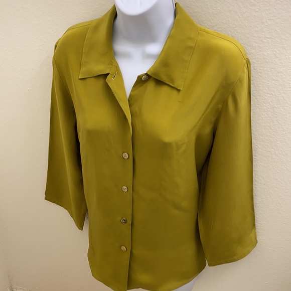 Citron Silk Lime Button Down Shirt M - Picture 2 of 6